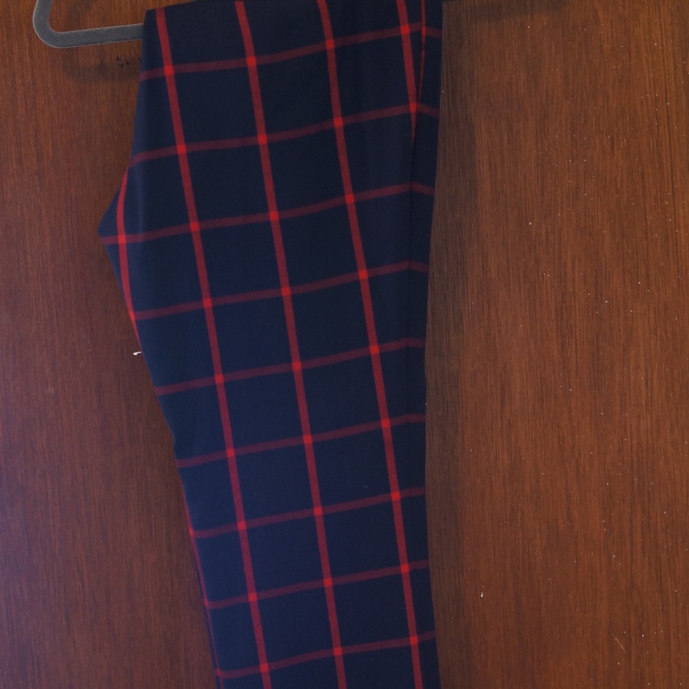Navy and Red Plaid Trousers by The Limited